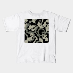 Acanthus Leaves on Black Background Kids T-Shirt